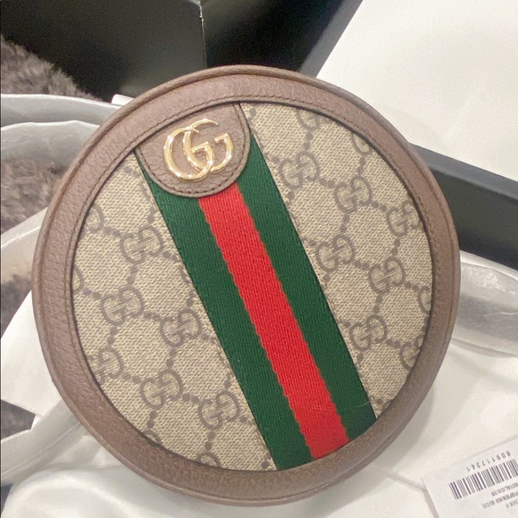 New Gucci Ophidia Round Backpack GG Coated Canvas Mini - Picture 1 of 5